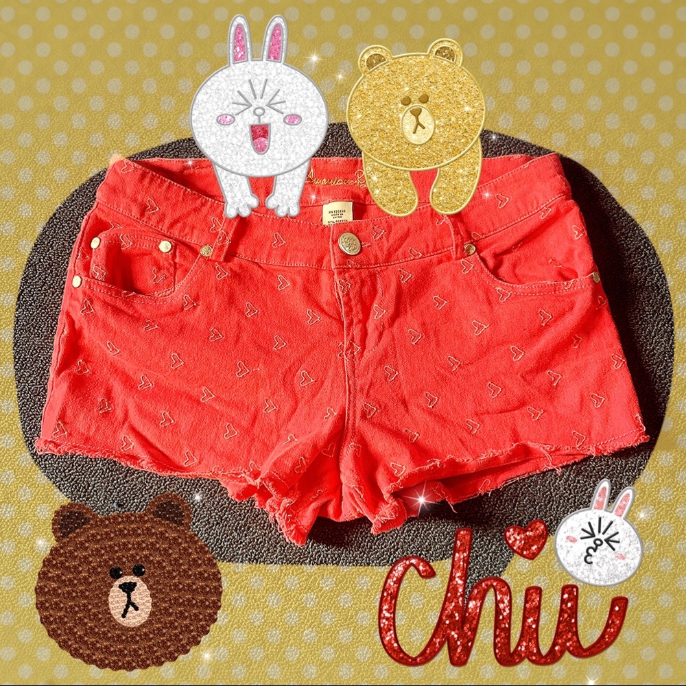 Coral Pink Heart Shorts